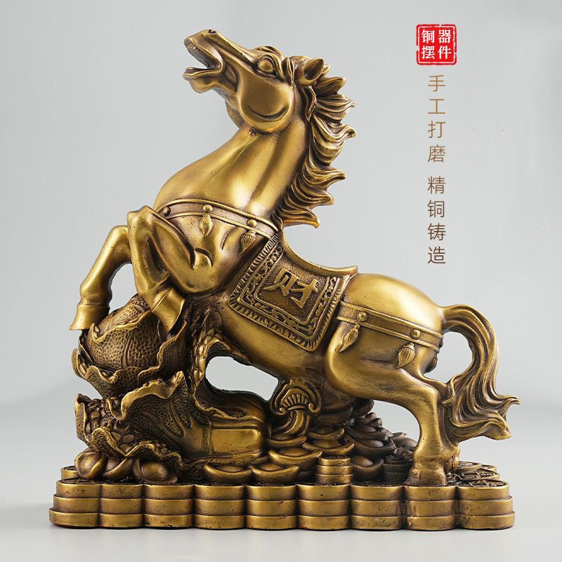 铜百财马马拉财马摆件铜马送财马拉百财马上发财桌面摆件工艺品T