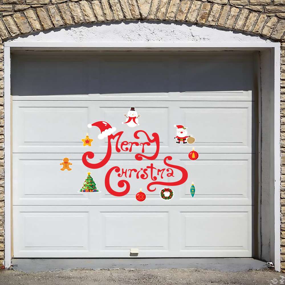 CT034圣诞节母Merry Christmas雪人松树磁性门贴节日装饰车库门贴