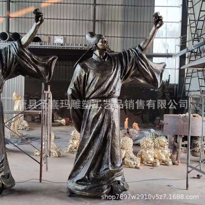 古代历史名人李白铸铜雕塑大型校园景观唐代诗人诗圣杜甫雕像厂家
