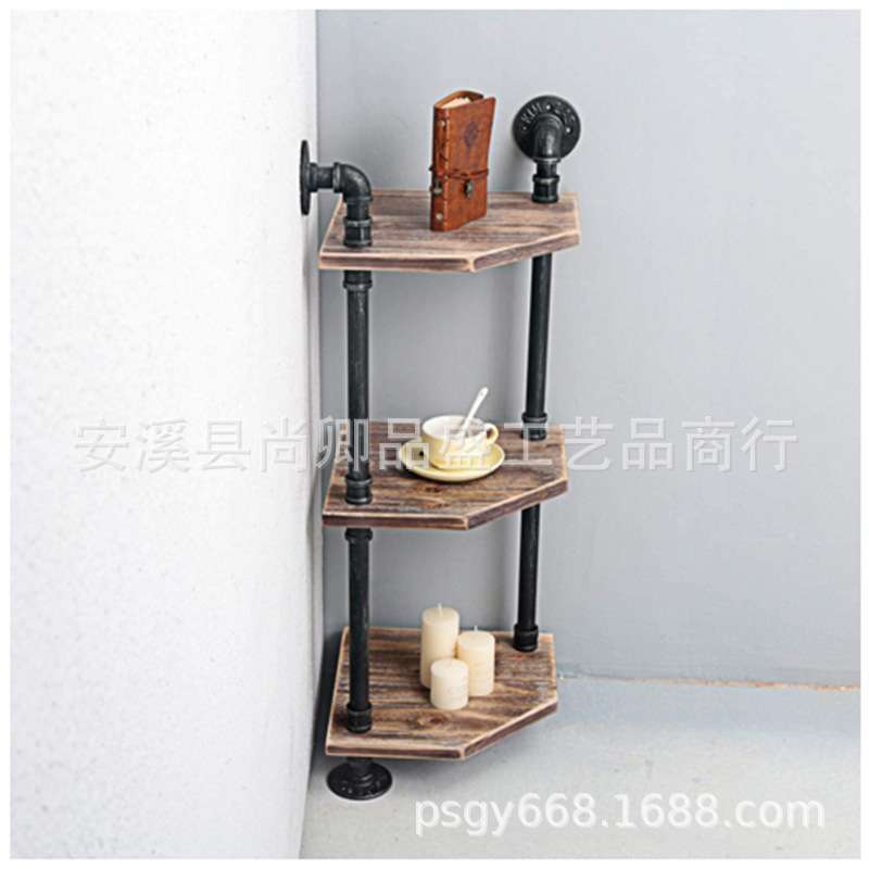外贸直销产品欧美式墙角置物架铁艺管艺工艺品置物架墙壁式落地架