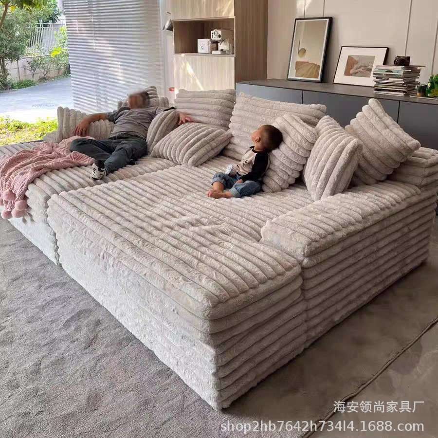 北欧慵懒风懒人灯芯绒可拆洗别墅客厅布艺家庭影院沙发新款贵妃床
