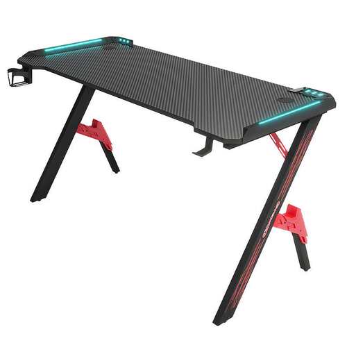厂家碳纤维电竞桌跨境RGB氛围灯 家用 gaming desk 办公外贸电脑