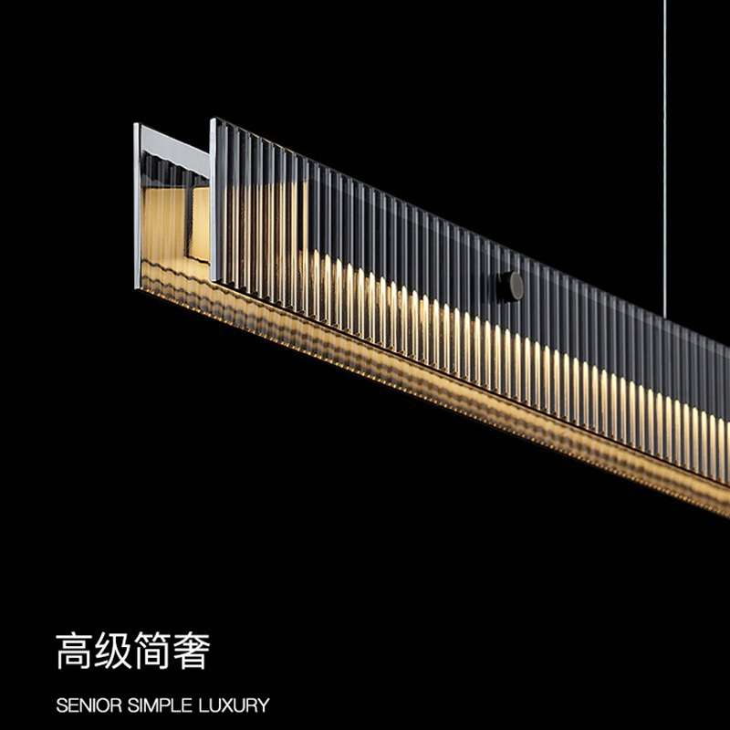 现代轻奢餐厅吊灯创意时尚设计感高端简约玻璃氛围极简吧台长条灯
