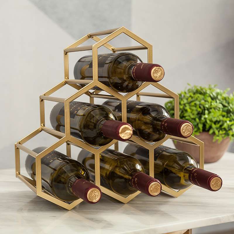 北欧铁艺多层红酒架 红酒架酒格子菱形 简约家用金属酒架摆件