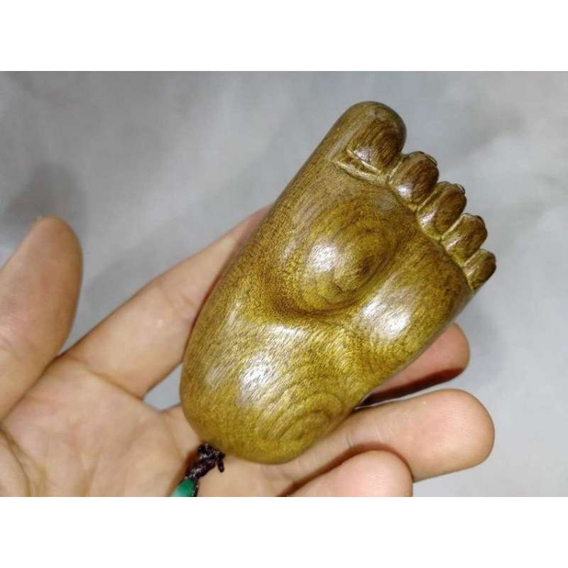 金丝楠阴沉木知足常乐小脚丫挂件手把件车挂饰蜘足文玩雕刻工艺品