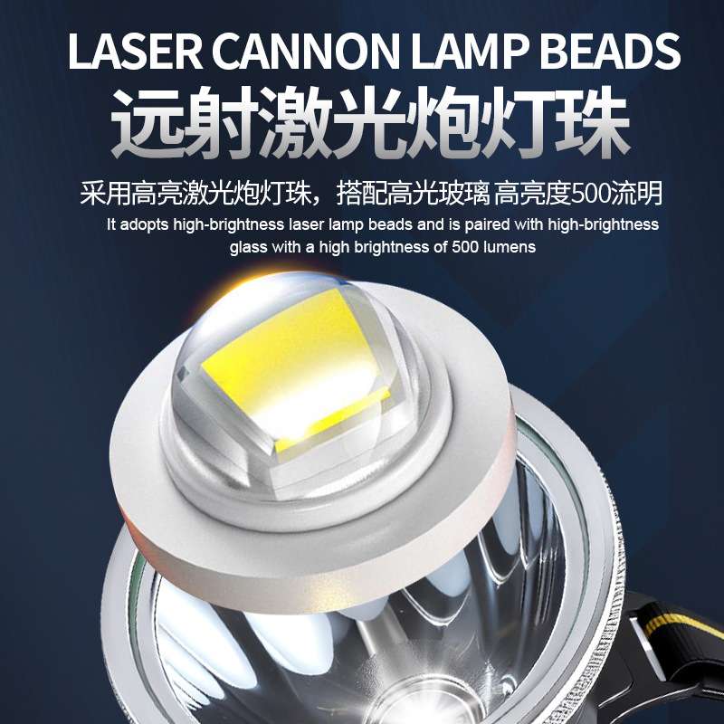 跨境新款强光感应头灯家用户外头灯变焦远射充电长续航夜骑探险灯