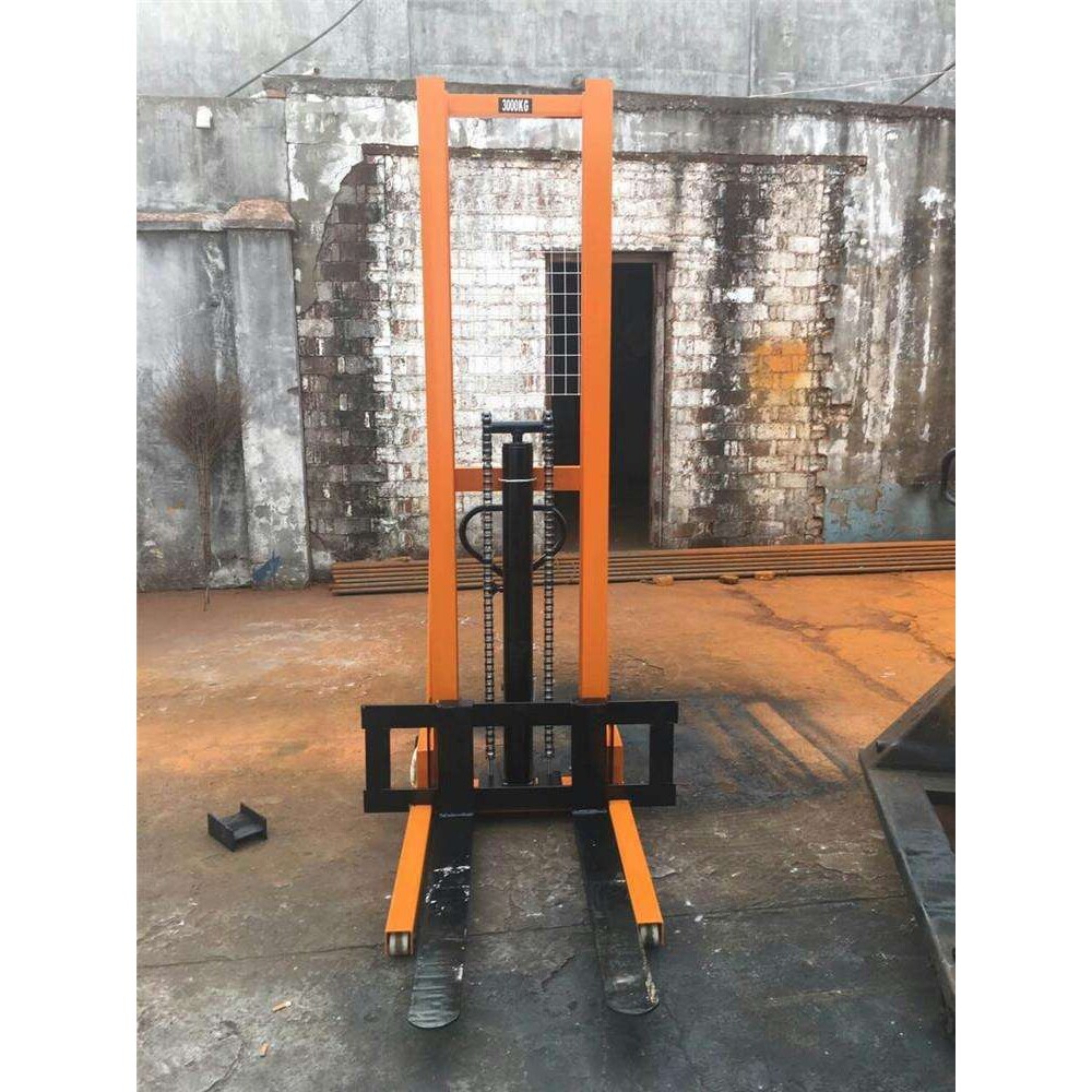 手动液压升高搬运堆高车01T2T3T手推升降装卸叉车起重工具车堆高