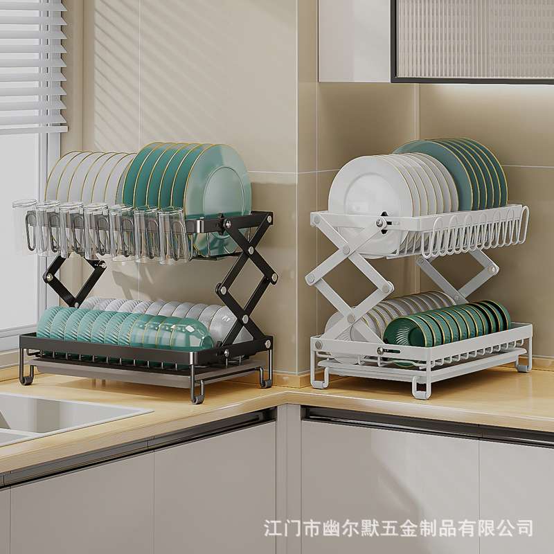 可折叠厨房置物架台面放碗碟碗盘架子免安装沥水晾碗架碗筷收纳架