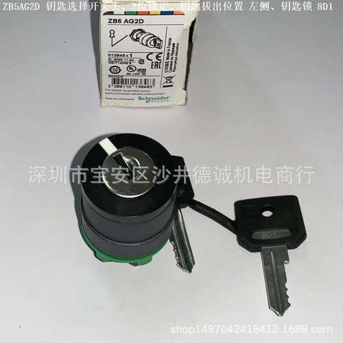 ZB5AG2D ZB5-AG2D 钥匙选择开关头 两档自锁、钥匙左侧可取出