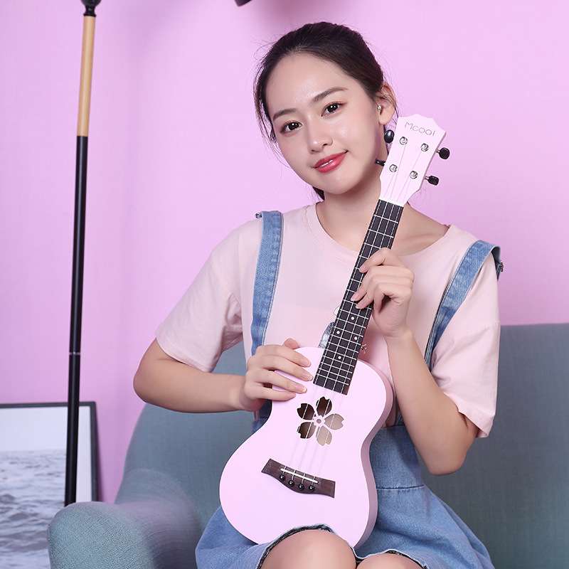尤克里里23寸粉色少女心初学者学生成人女儿童木质小吉他乌克丽丽