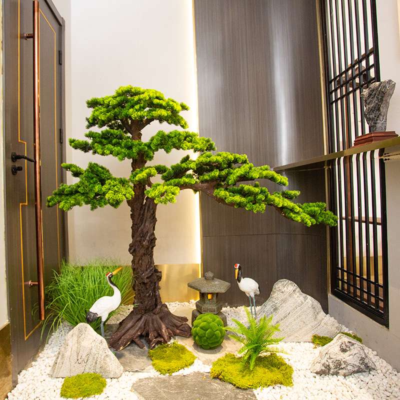 迎客松仿真树大型假松树玄关装饰新中式摆件落地景观橱窗造景绿植
