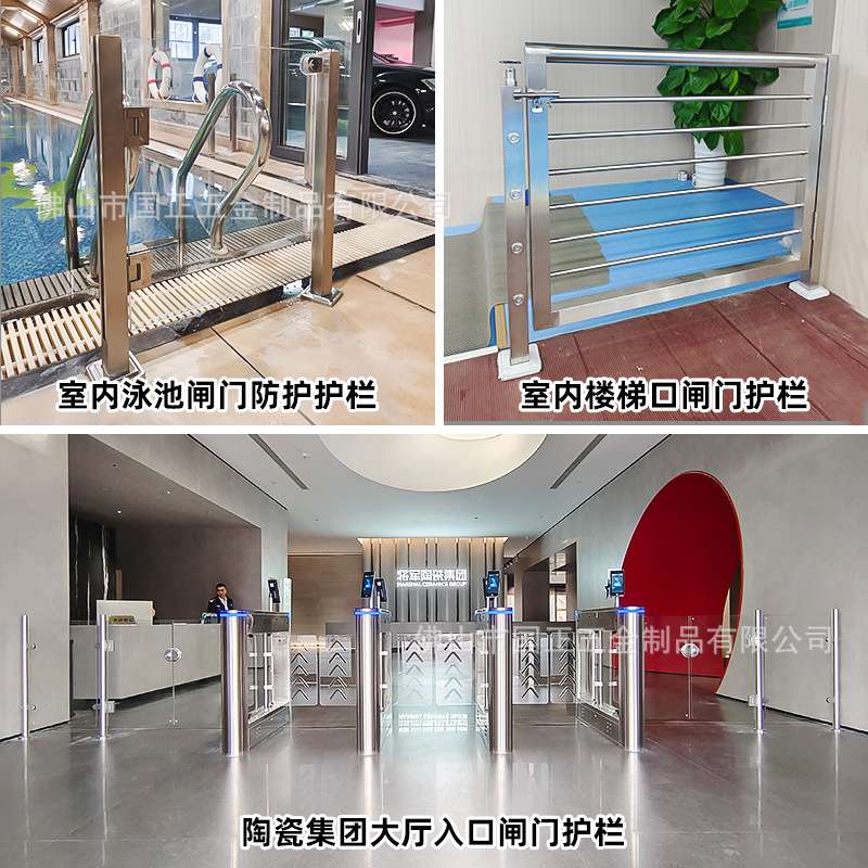 办公楼闸门玻璃立柱地铁工程不锈钢玻璃护栏 别墅泳池玻璃围栏