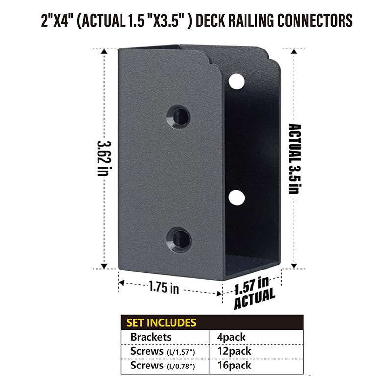 不锈钢甲板栏杆连接器隐藏式栏杆支架用于 2" x 4"木制栏杆与扶手