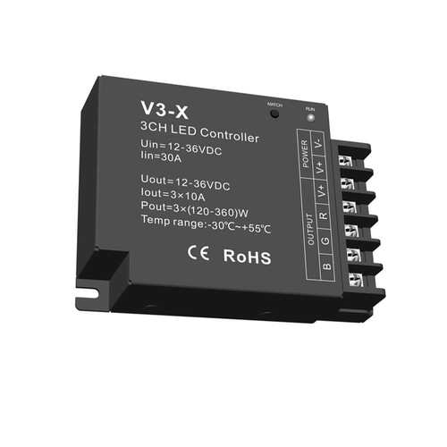 V3-C 12-24VDC 3CH*5A RGB 2.4G控制器 PWM频率可选 10动态模式