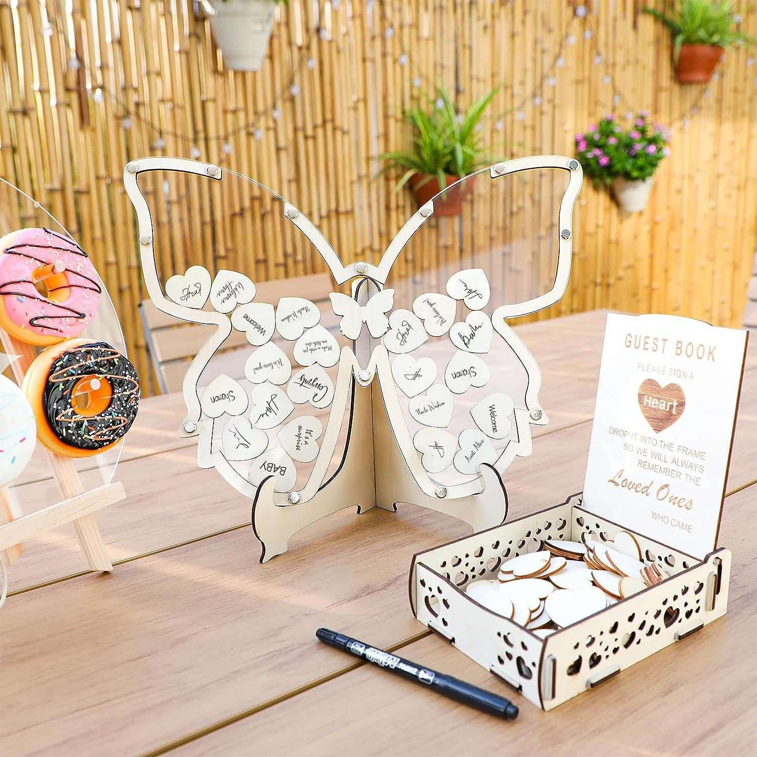摆件装饰摆件创意蝴蝶签到台宾客婚礼祝福语留言板婚礼形状现场