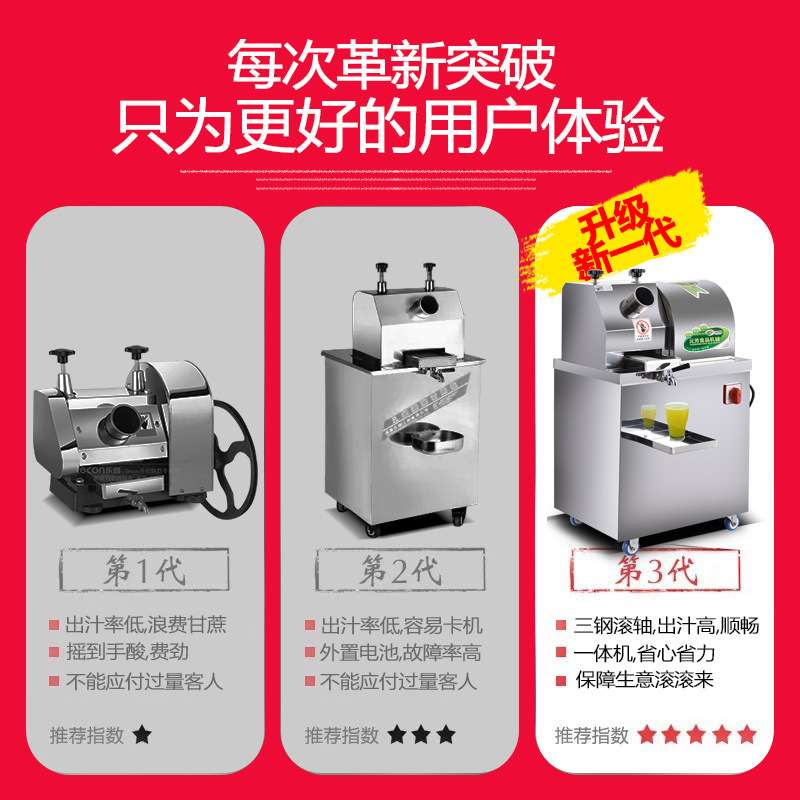 【源头厂家】电动甘蔗机榨汁机商用不锈钢立式插电鲜榨蔗汁机