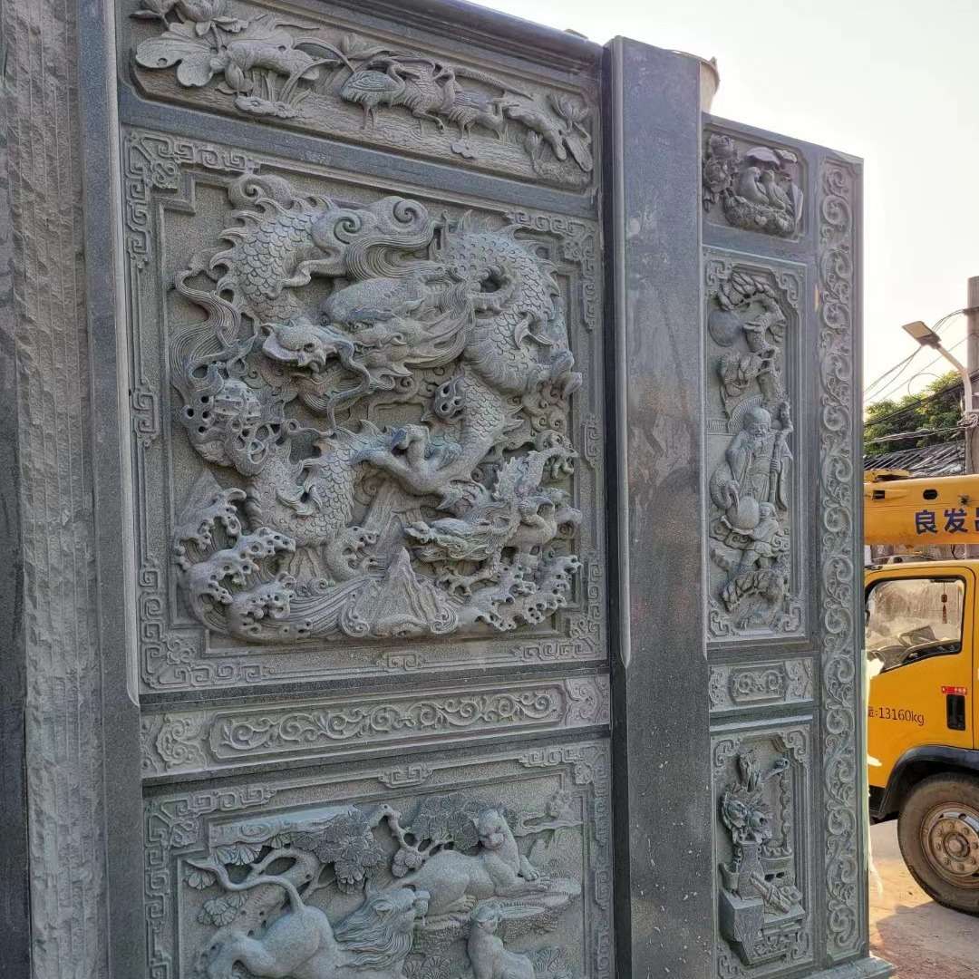 厂家直销石雕浮雕九龙壁 校园中式青石浮雕墙壁画 户外大型广场景