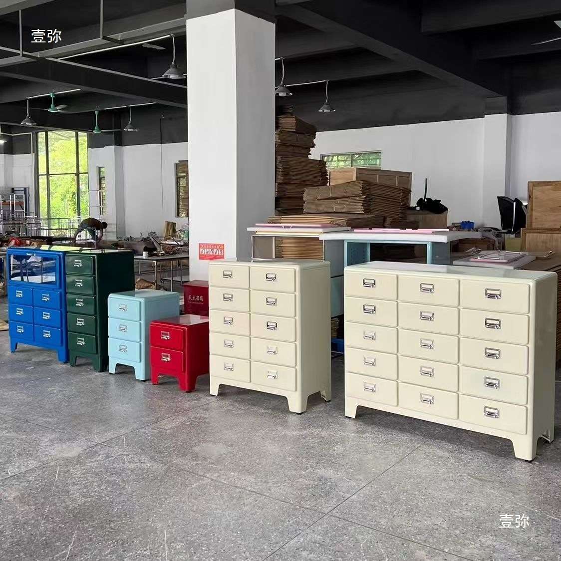 奶油复古风斗柜新款工业风客厅卧室房间多层抽屉柜分类收纳柜整装