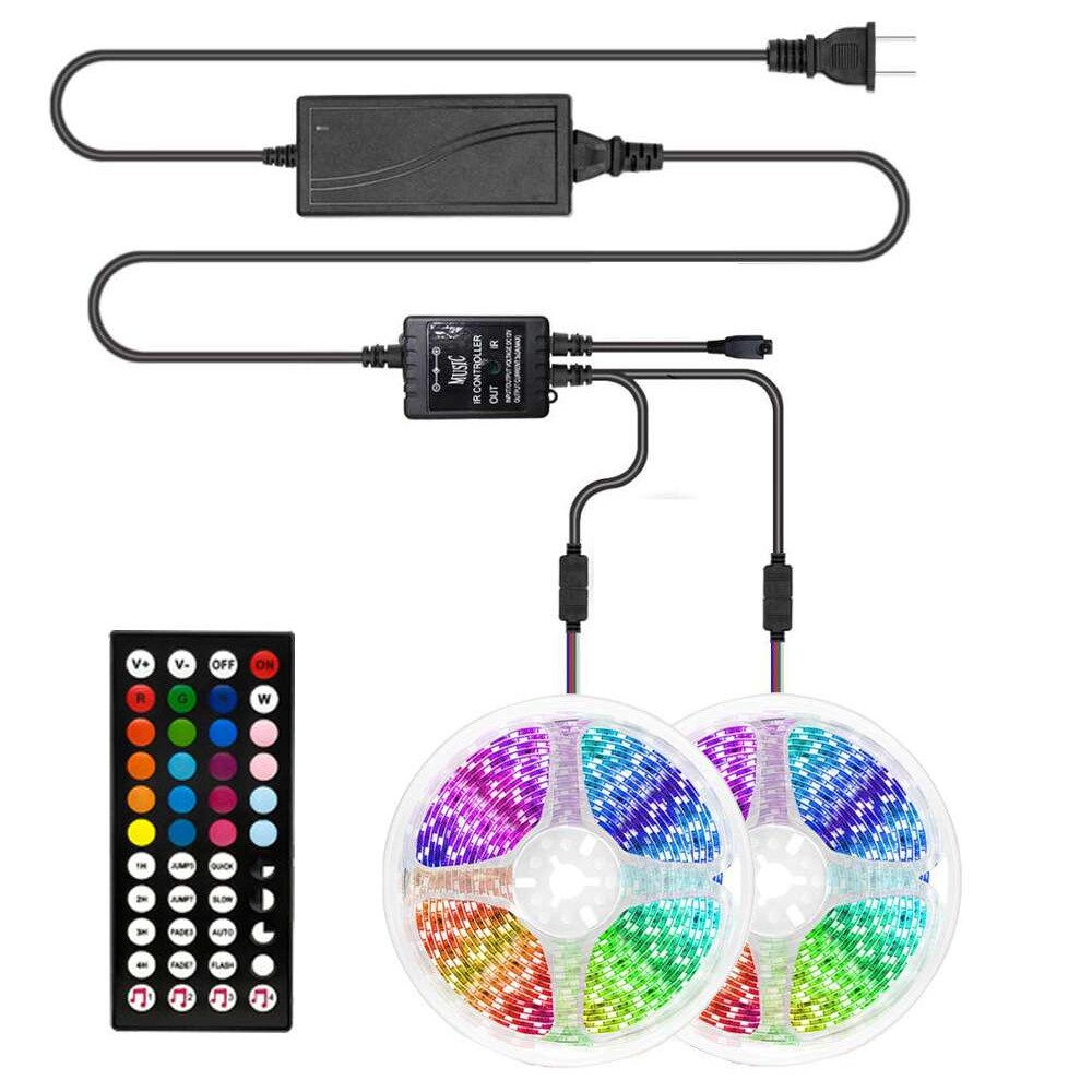 LED音乐灯带套装 RGB5050七彩音乐遥控44键灯条套装 家居氛围灯