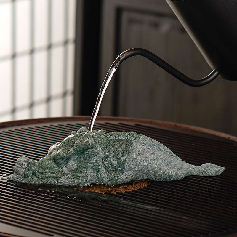 创意青砂石可爱呆萌龙鱼茶宠摆件家居桌面鱼缸盆栽景观造景装饰品