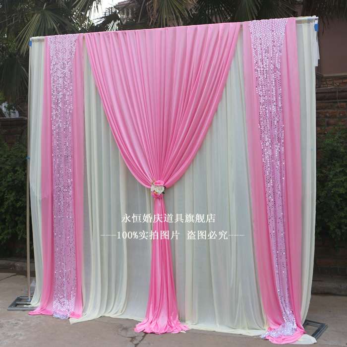 2018新款婚庆迎宾区签到台留影区背景纱幔婚礼舞台背景纱幔新款