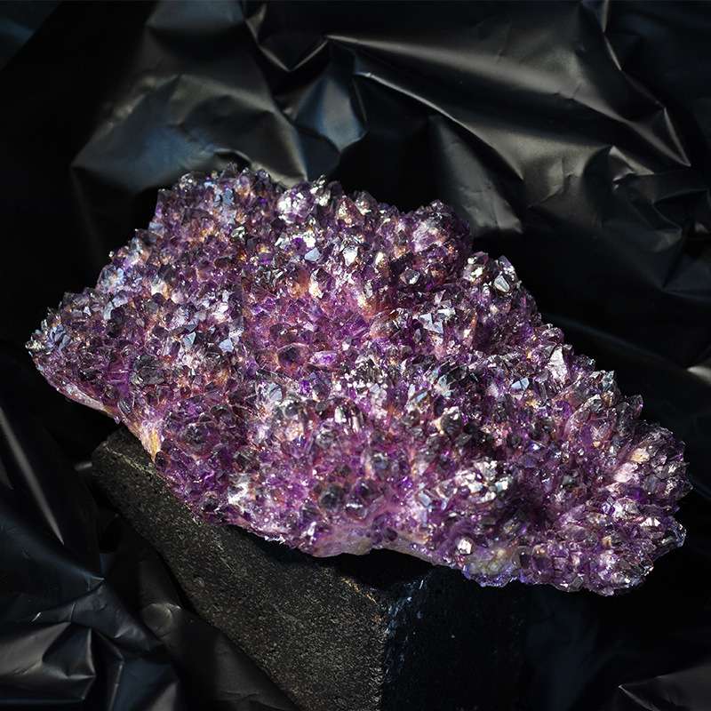 天然水晶簇摆件家居软装桌面书柜装饰品绿水晶晶簇摆饰紫色水晶