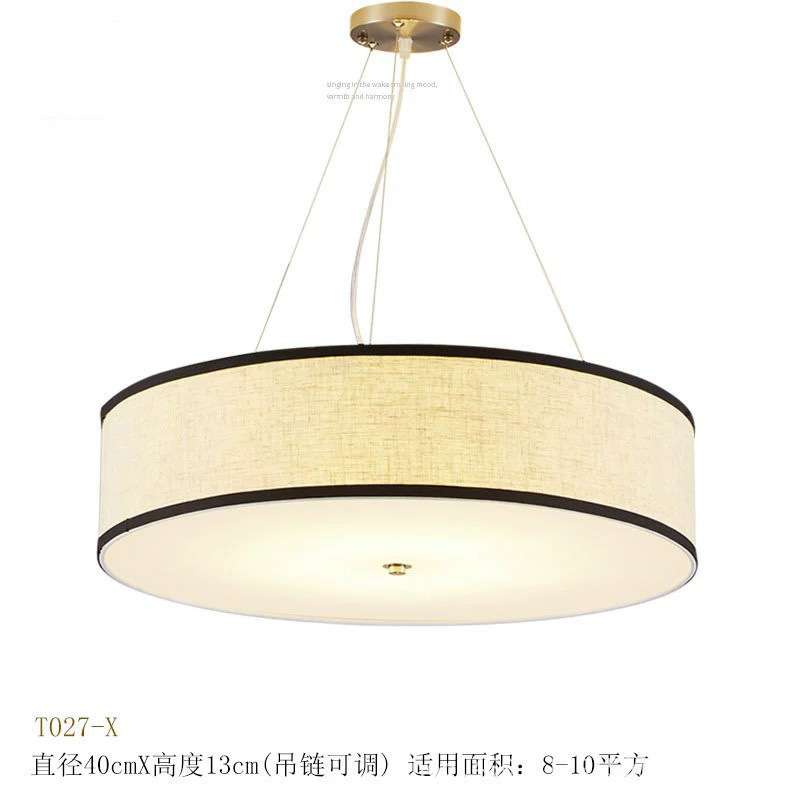 玄关灯 美式乡村布艺客厅卧室吸顶灯圆形 现代新中式简约时尚吊灯