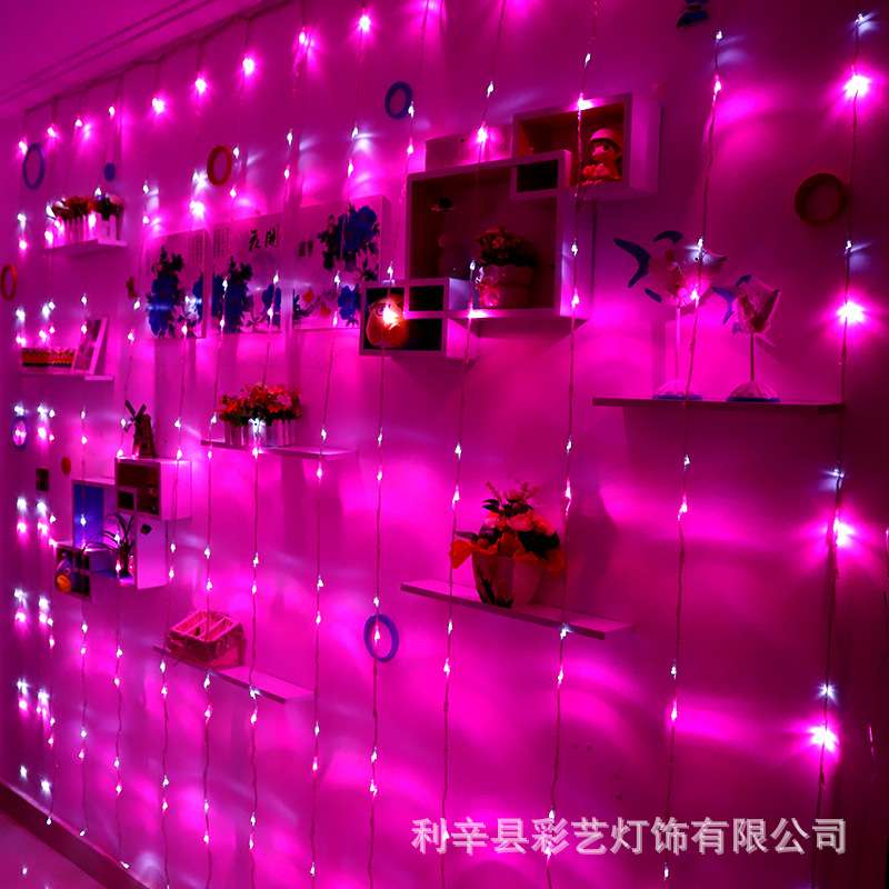 淘货源LED数码灯3米真流水灯星雨瀑布彩灯带闪婚庆背景主播窗帘灯