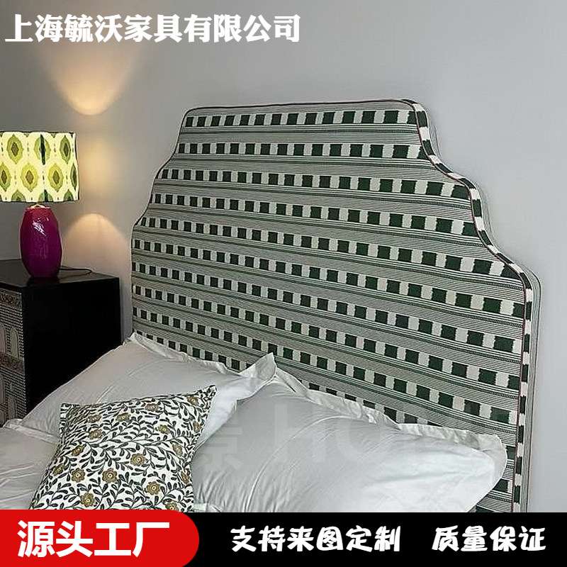 法式复古浪漫布艺双人床南洋中古风主卧室绿色格子整张床1.8米1.5