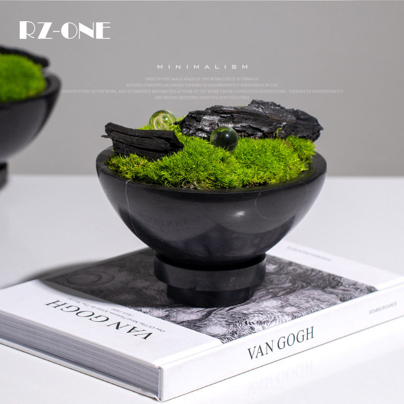 匠十三 高端大理石绿植盆景绿植五星级酒店装饰摆件大堂艺术花瓶