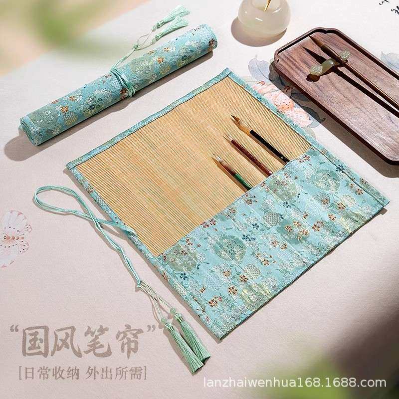 精美手工笔帘文房四宝多功能便携收纳袋笔袋送礼旅行书法套装学生