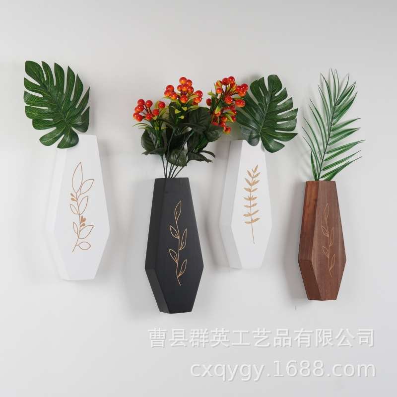 木制壁挂式花架墙上家居装饰插花器实木干花置物架农舍风格花瓶架