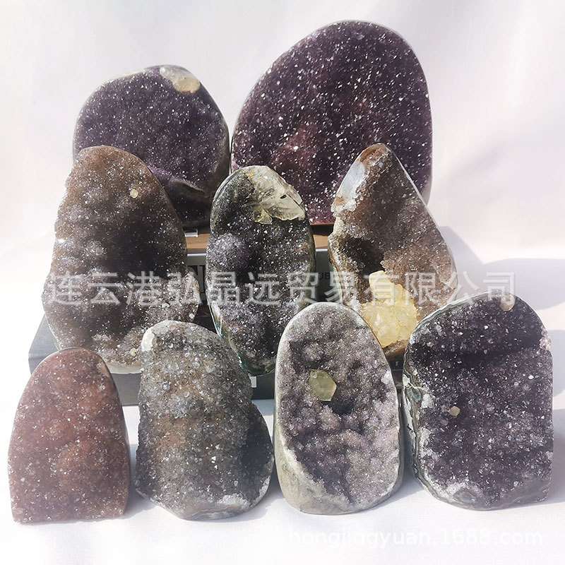 弘晶远水晶 天然乌拉圭彩晶镇紫水晶镇 家居办公摆件厂家