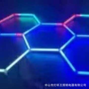 五环RGB车库灯洗车房110V蜂窝灯欧美幻彩光多功能六边形车库灯管