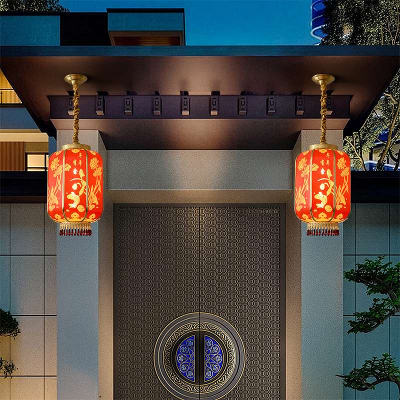 全铜宫灯阳台大门中式灯笼中国风大红福字过年春节喜庆别墅灯166