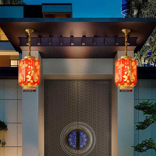 全铜宫灯阳台大门中式灯笼中国风大红福字过年春节喜庆别墅灯166