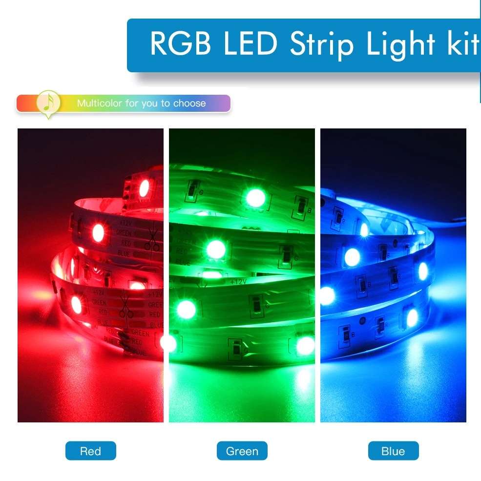 LED灯带5050滴胶防水七彩变色软灯条RGB音乐声控定时套装灯带私模