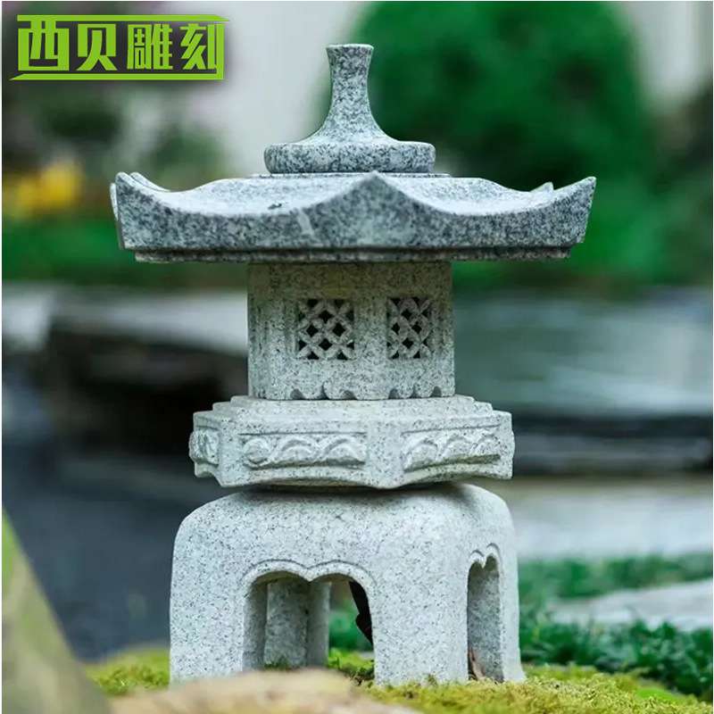 青石仿古户外石灯笼石灯园林景观装饰石头灯新中式日式庭院石灯