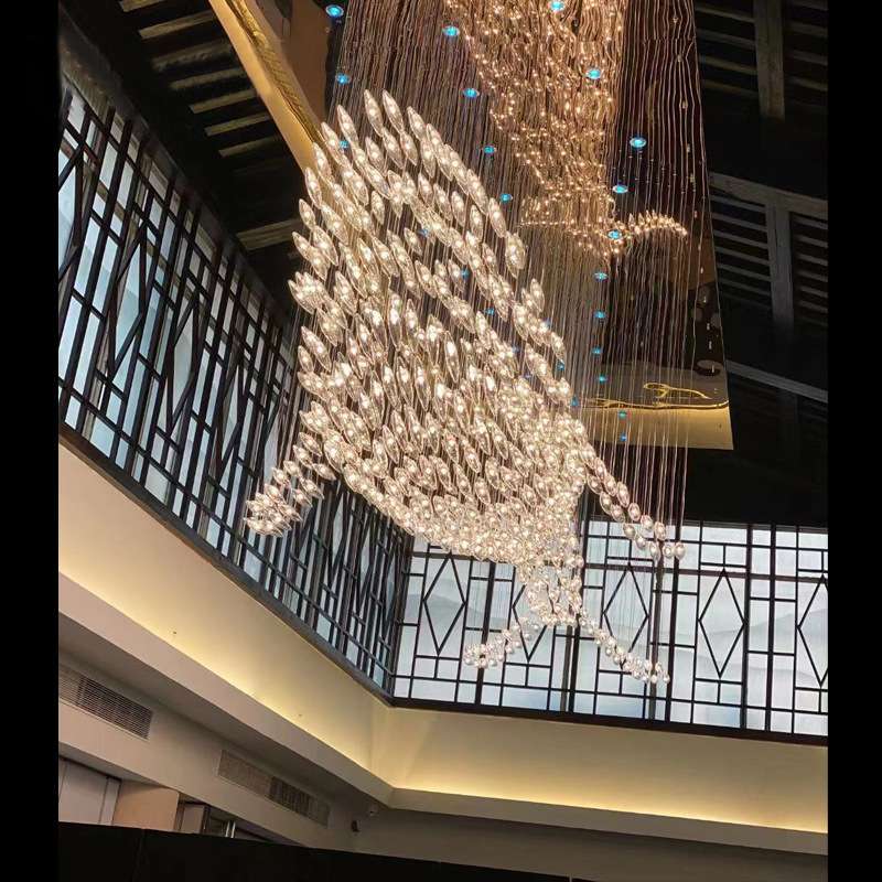 一体鲸鱼造型酒店大堂工程吊灯宴会厅主题餐厅悬挂艺术装置创意灯