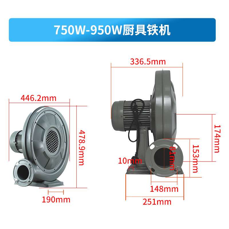 250/950W厨房铁壳中压灶具鼓风机灶炉风机灶台炒炉厨具商用低噪音