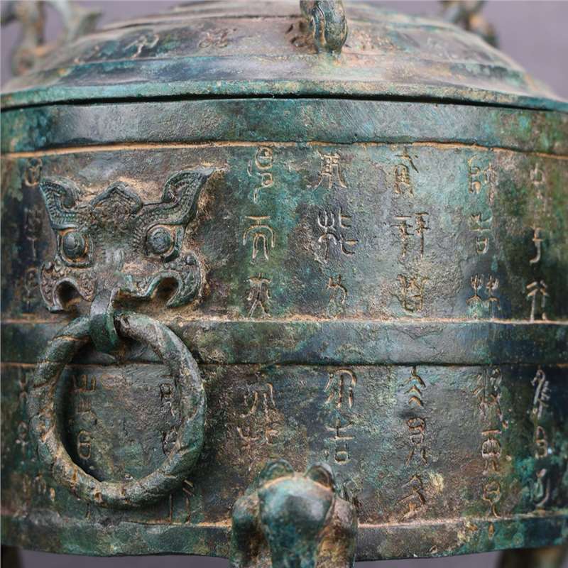 战国立鸟鼠腿铭文立鸟神兽樽古代酒樽食器工艺品中式装饰摆件