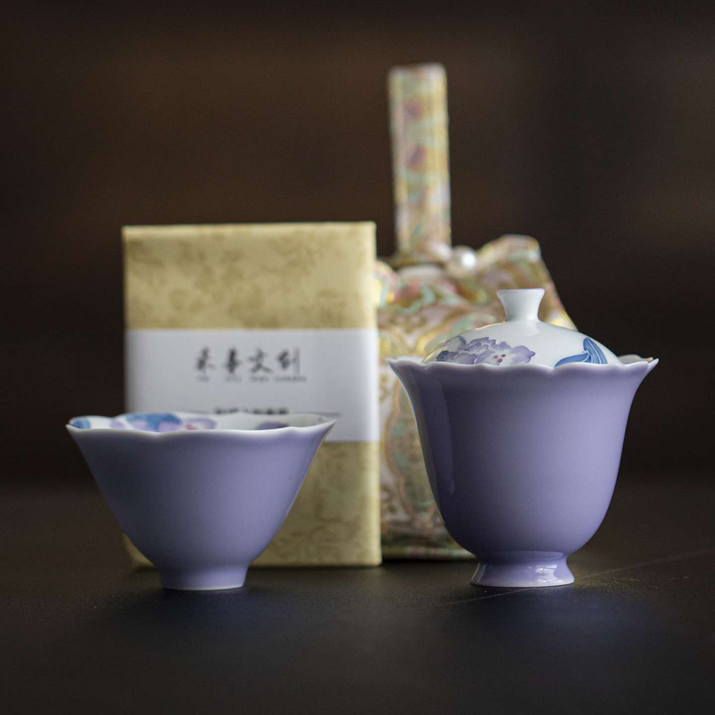 唐宋旅行茶具收纳袋便携茶具一盖碗一杯海棠户外出差一人饮套装