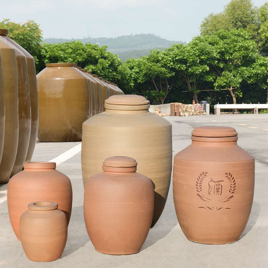 四川荣县明峰陶业土陶50斤酒缸酒坛内外无釉粗陶密封酒罐酒壶