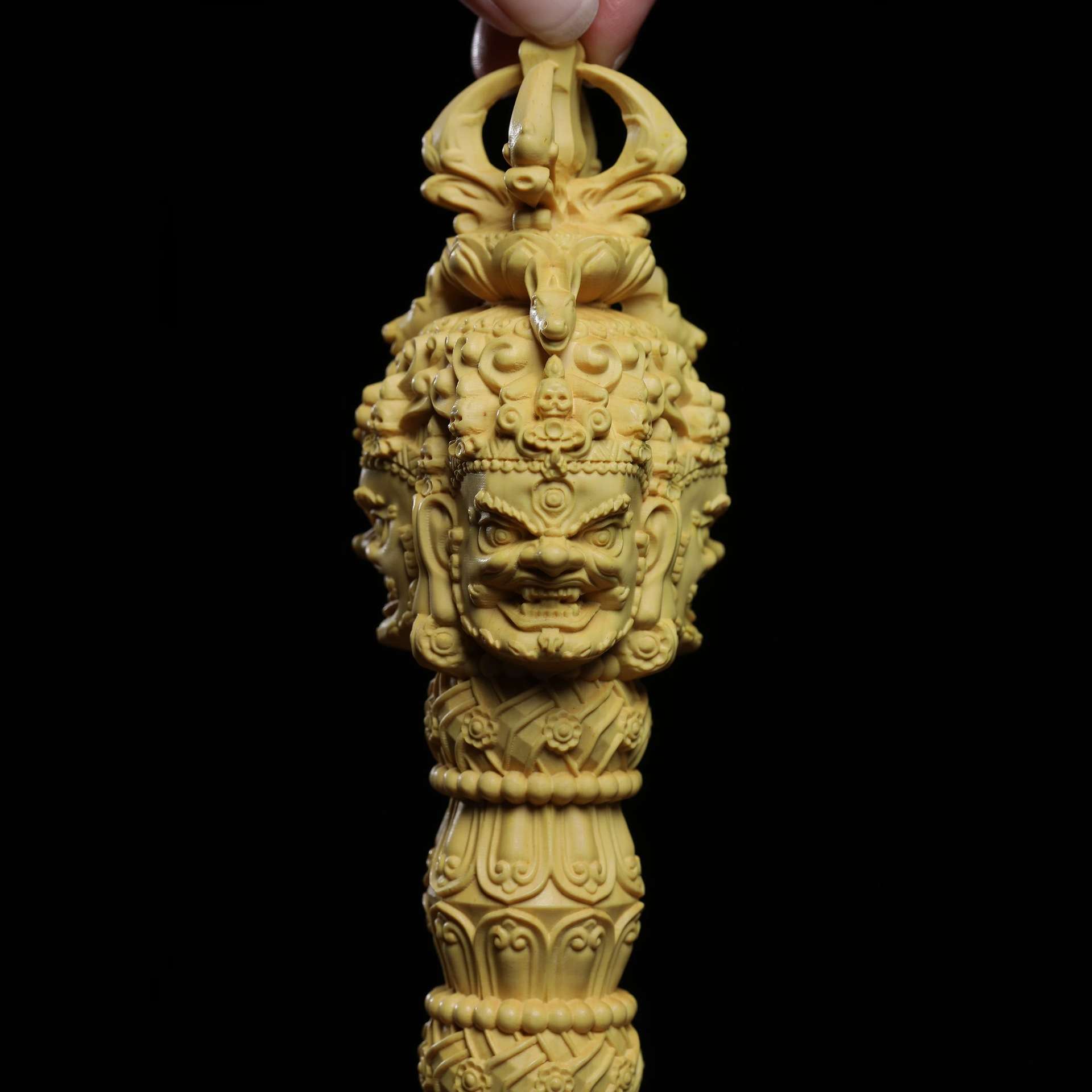 黄杨木雕普巴金刚橛降魔杵大号带底座 密宗法器供奉平安家居摆件