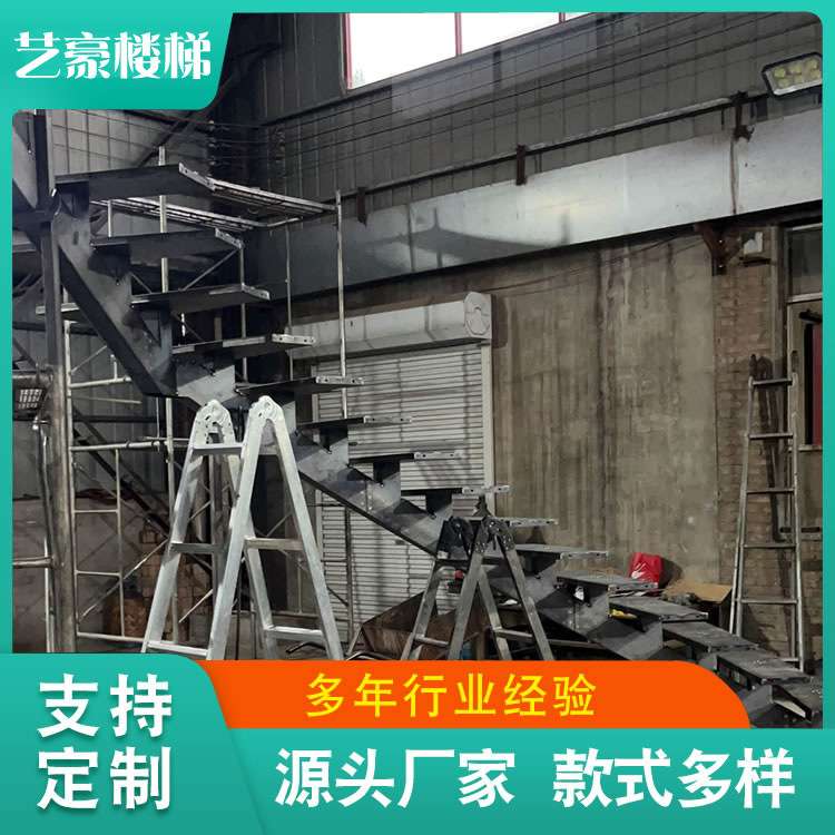 双梁楼梯装饰室内楼梯跃层复式小户型双梁楼梯木质玻璃扶手楼梯