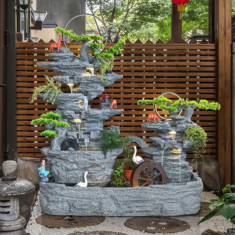 假山流水喷泉摆件户外别墅花园庭院公司阳台顶楼装饰品风水轮景观