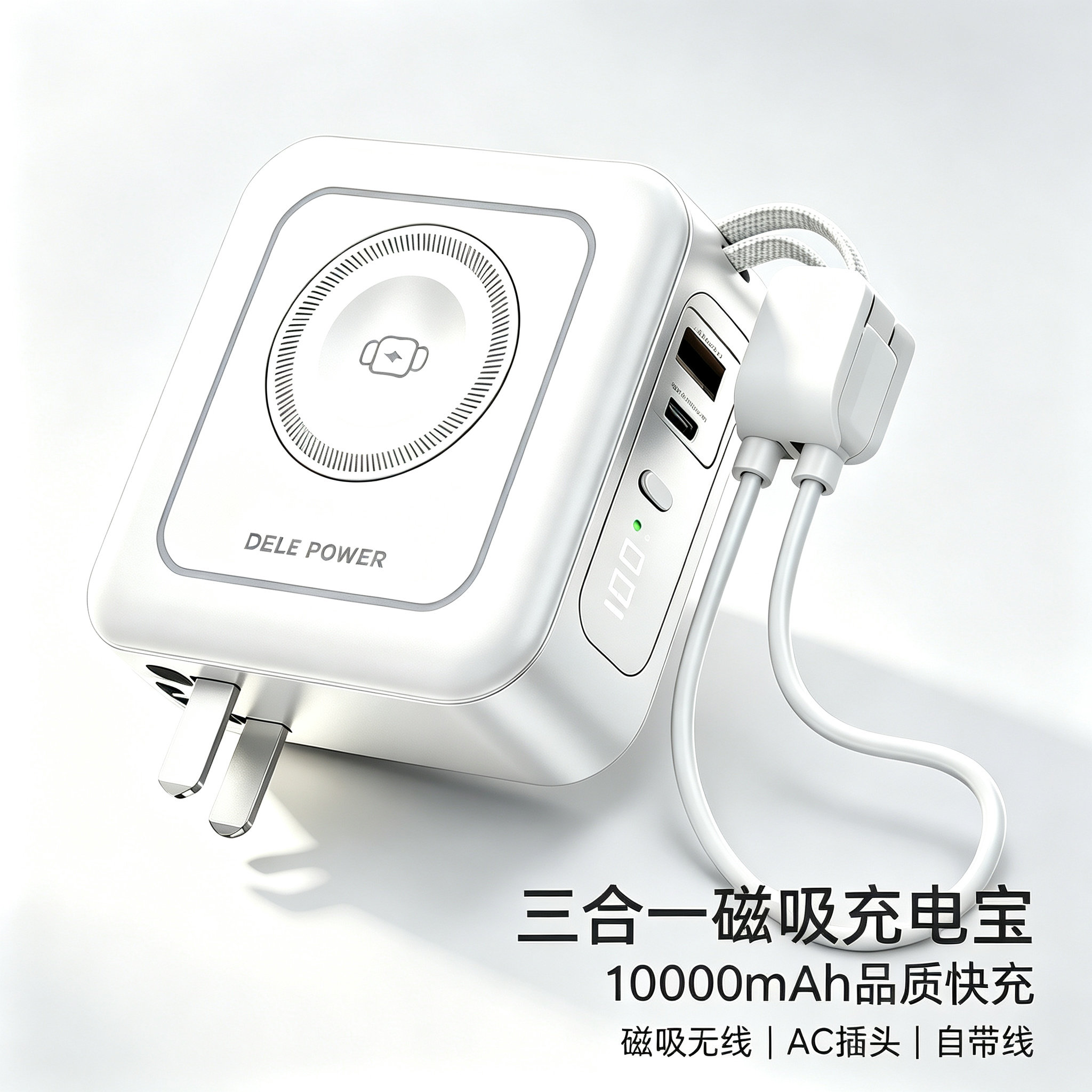 三合一磁吸10000mAh充电宝充电器