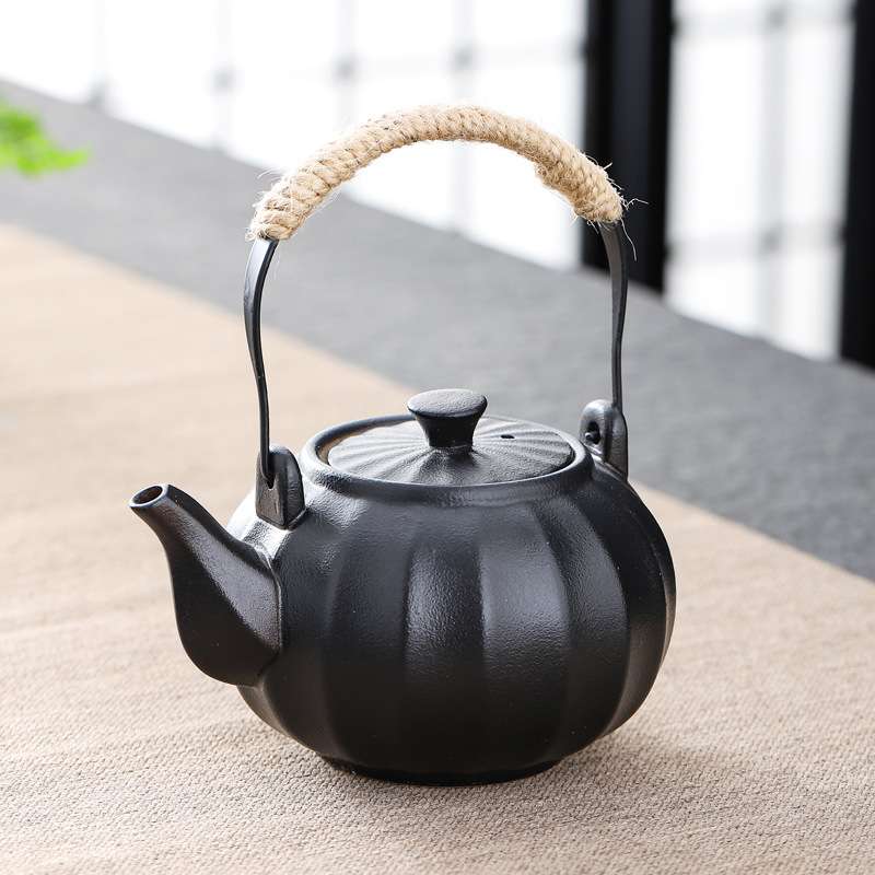 黑陶提梁壶盖碗十头茶具套装 陶瓷家用办公室会客轻奢功夫泡茶壶