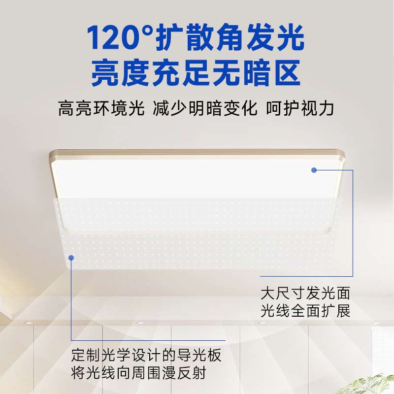 原装普瑞全光谱LED高显色铝材拉丝客厅卧室智能无缝隙中山吸顶灯