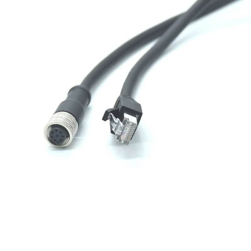 M12-8芯母头A编码转RJ45网络水晶头带线1米 M12防水连接器